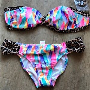 Victoria’s Secret VS Feather Leopard Bikini Set L